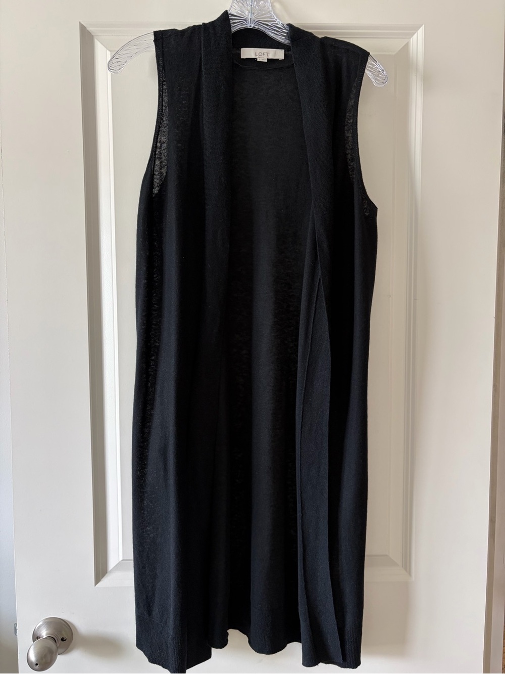 LOFT Black Long Sleeveless Cardigan Dress